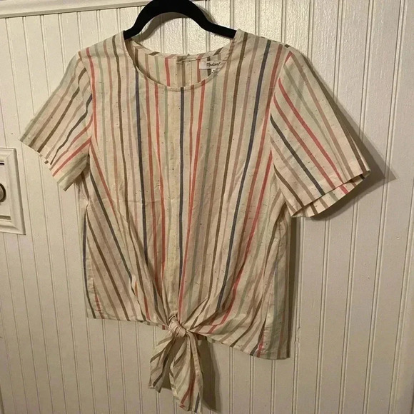Nwot Madewell striped tie front, button up back - Picture 1 of 10